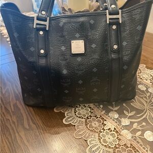 MCM Black Leather Tote Bag